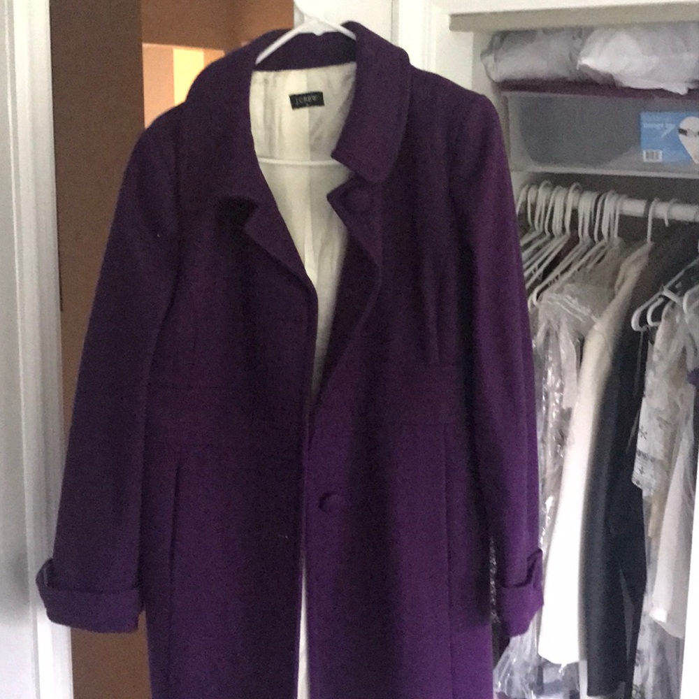 J Crew Purple Tailored Winter Coat